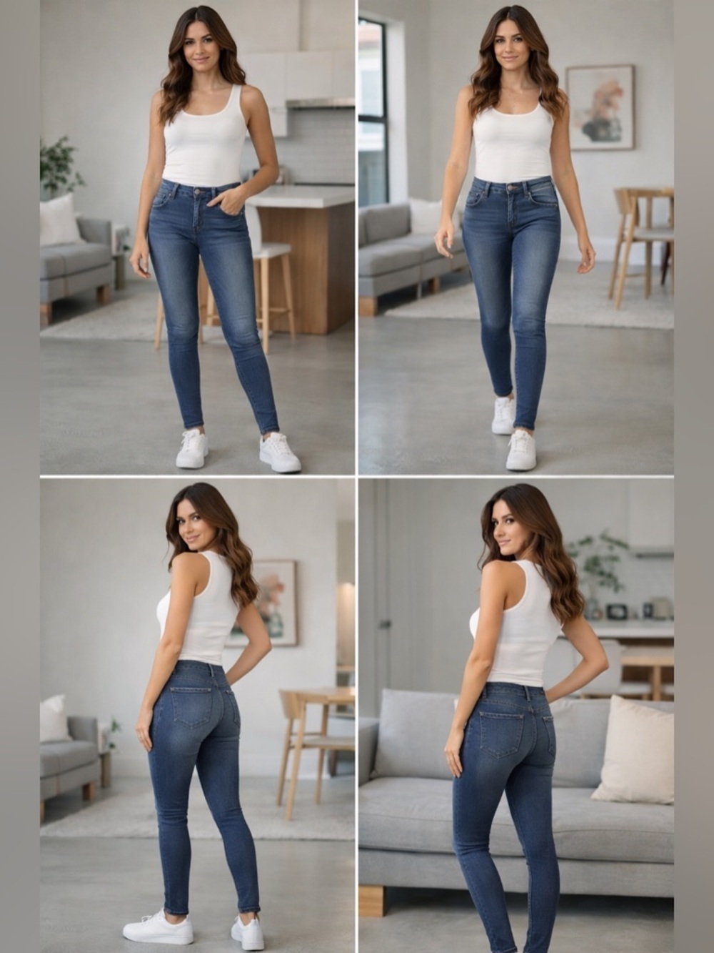 KanCan High Rise Skinny Jeans Distressed Raw Hem Stretch Medium Wash 25